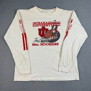 Indiana Hoosiers VTG Logo 7 Shirt Extra Large 80's Single Stitch USA Made NCAA